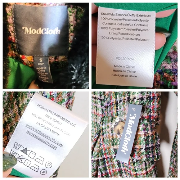 NWT Modcloth Multi Colored Tweed Flare Coat Removable Faux Fur Collar Small - Picture 8 of 16